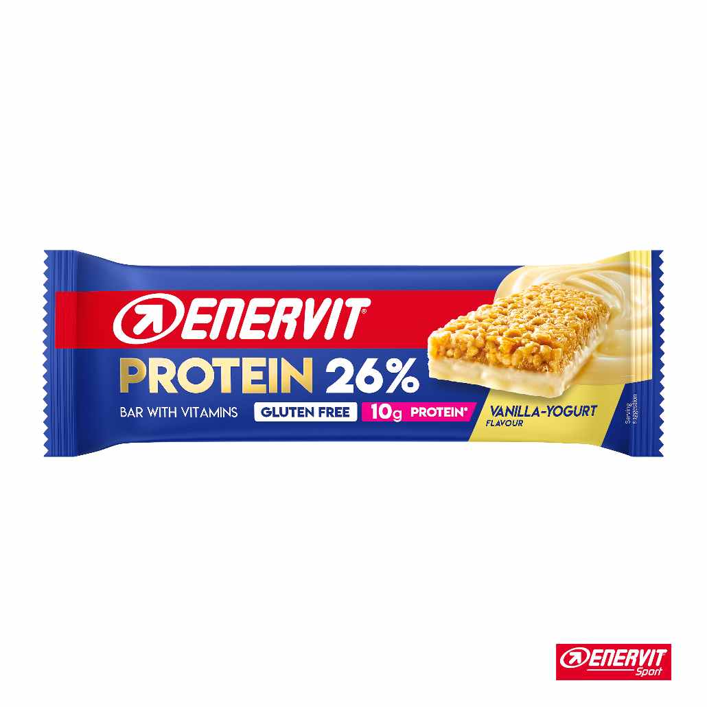 ENERVIT Sport - Beljakovinska ploščica 26%; 40 g - Vanilija - jogurt